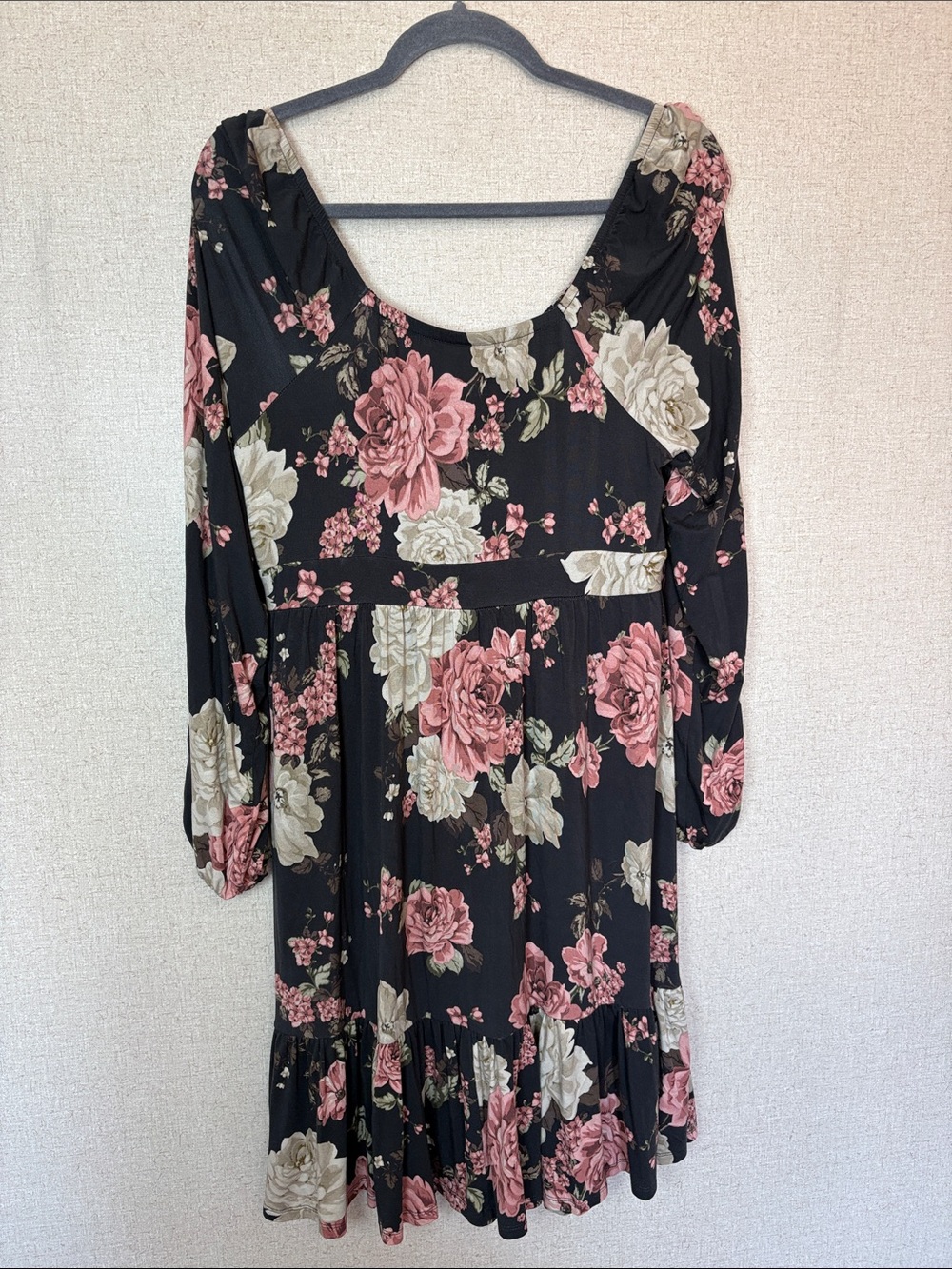 Torrid Super Soft Floral Long Sleeve Jersey Babydoll Dress Sz 1 Cottagecore - Picture 2 of 15